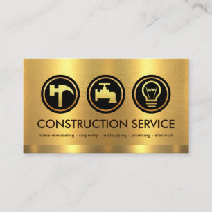 Golden Lagrar Guld Construction Verktyg Visitkort