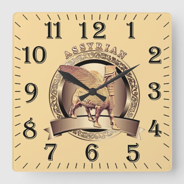 Golden Lamassu Acrylic Wall Clock Fyrkantig Klocka (Framsida)