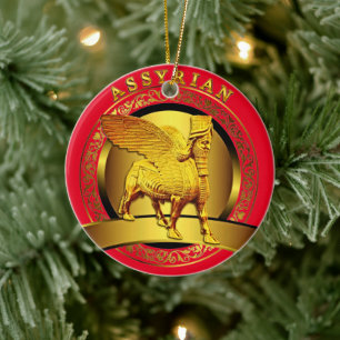 Golden Lamassu Julgransprydnad Keramik