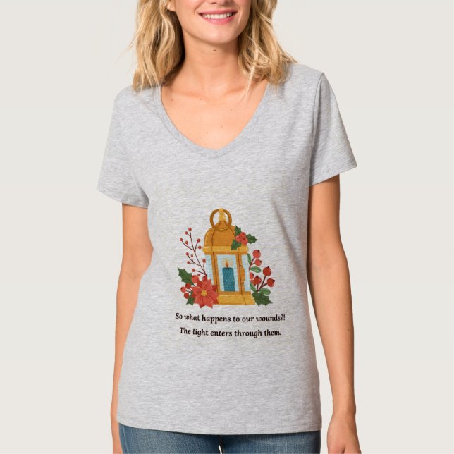Golden Lantern | Healing Light & Spiritual Hope T Shirt (Framsida)
