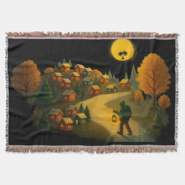 Golden Lantern Village Throw Blanket Cozy Decorati Filt (Framsidan)
