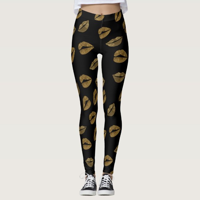 Golden Läppar Leggings (Framsida)