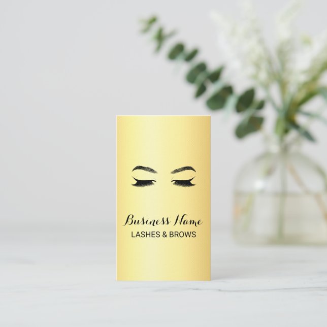 Golden Lash & Brows Beauty Salon Lojalitetskort (Stående Fram)