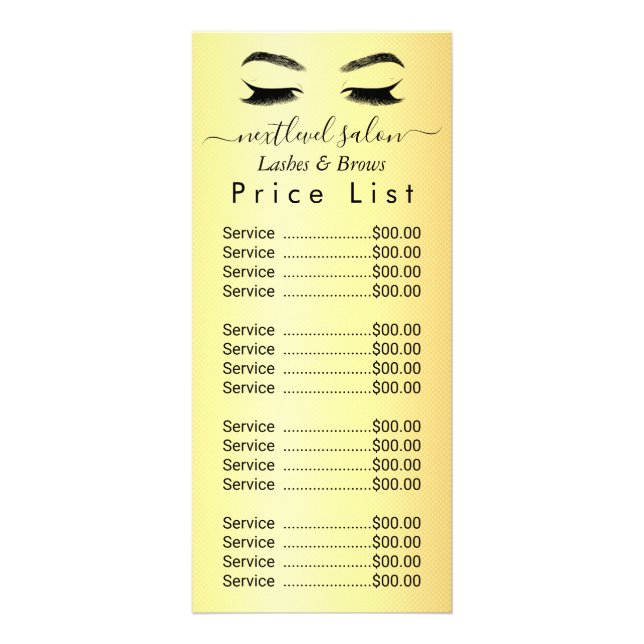 Golden Lash & Brows Beauty Salon Reklamkort (Framsidan)