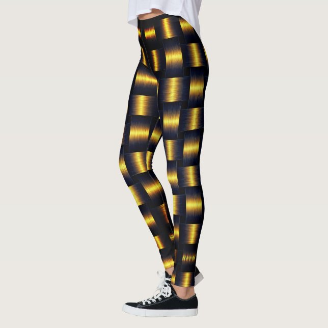 Golden Lattice Black Guld Leggings (Vänster)