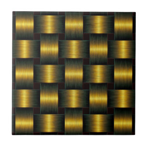 Golden Lattice - Guld - Unik Kakelplatta