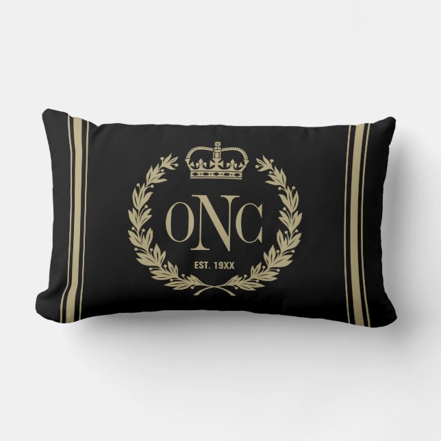 Golden Laurel Wand Monogrammed Logotyp Pillow Lumbarkudde (Framsida)