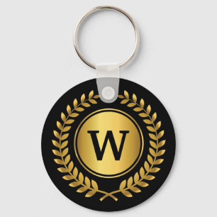 Golden Laurel Wandeand Monogrammed Nyckelring