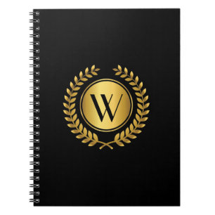 Golden Laurel WandeMonogram Anteckningsbok Med Spiral