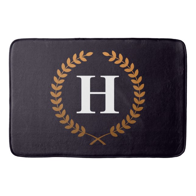 Golden Laurel Wreaths Monogram Badrumsmatta (Framsidan)