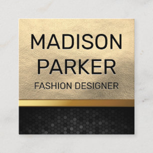 Golden Leather och Metallic Trim Geometrisk Fyrkantigt Visitkort