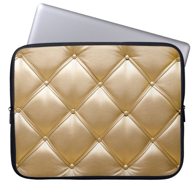 Golden Leather Upholstoppning Closeup Laptop Fodral (Framsidan)