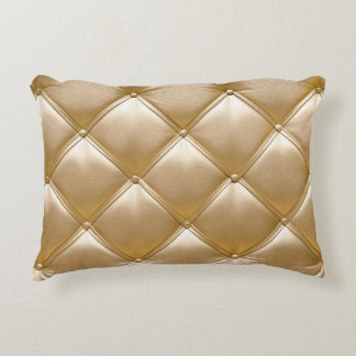 Golden Leather Upholstoppning Closeup Prydnadskudde