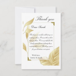 Golden Leaves Flat Thank You Card Tack Kort