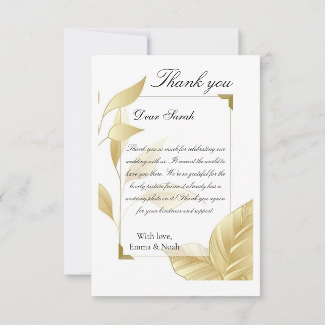 Golden Leaves Flat Thank You Card Tack Kort (Framsida)