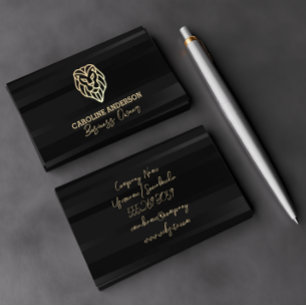 Golden Lejon Logotyp   Svartstrimlad bakgrund Visitkort