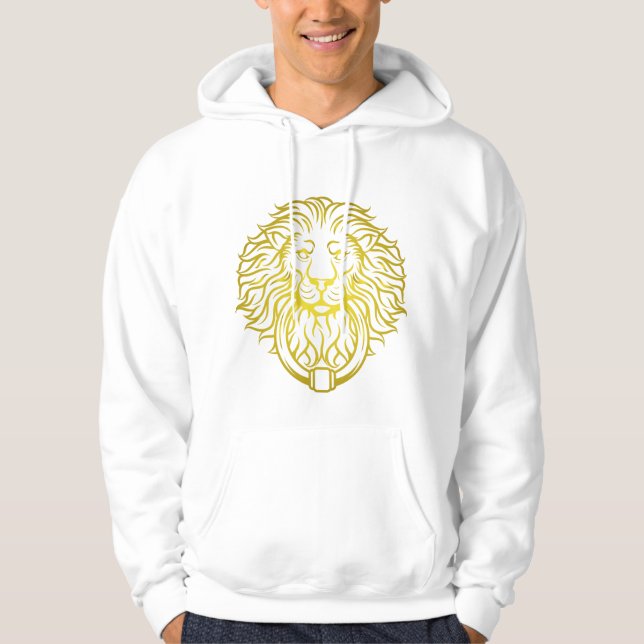 Golden Lejon white hoodie manar (Framsida)