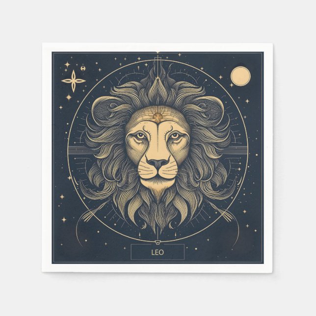 Golden Leo Zodiac Astrology Design Pappersservett (Framsidan)