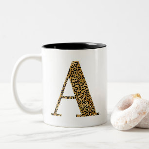 Golden Leopard Glam Monogram A Två-Tonad Mugg
