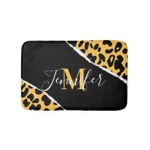 Golden Leopard Print Badrumsmatta