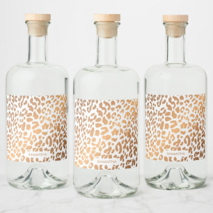Golden Leopard Print Spritflaskor Etikett