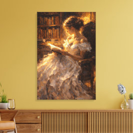 Golden Library Glow: Visual Impasto Style  Canvastryck