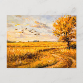 Golden Ligge med flygande fåglar över Havelland Helg Vykort