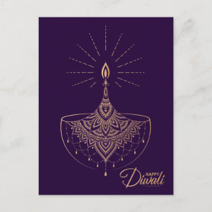 Golden Light Ornament Lycklig Diwali Vykort