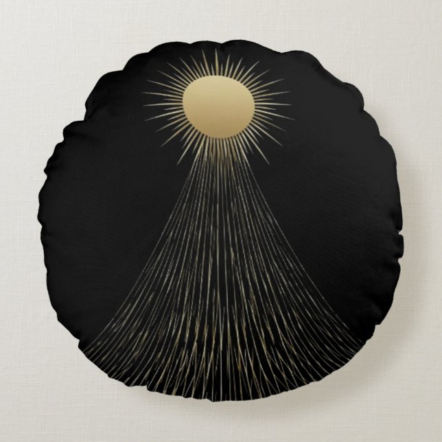 Golden Light Path Celestial Decor Pillow Gift Rund Kudde (Framsidan)