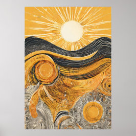Golden Light Sol Illustration Wall Art Poster