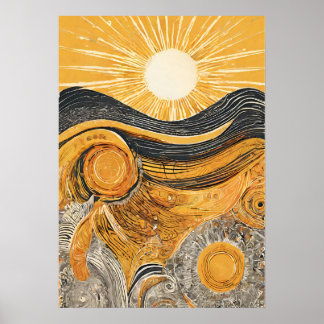 Golden Light Sol Illustration Wall Art Poster