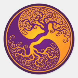 Golden Lila Livets träd Yin Yang Runt Klistermärke