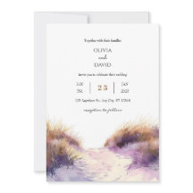Golden Lila Sunset Sandy Dunes Beach Wedding