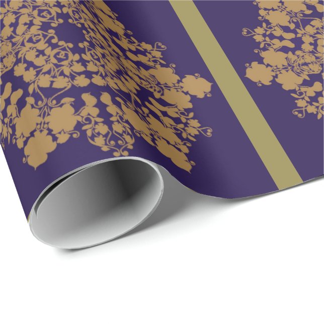 Golden Lilac Flower Presentpapper (Rullad Hörn)