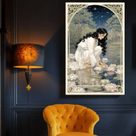 Golden Lilies Art Nouveau Elegance Poster