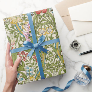 Golden Lily Blommigt William Morris Wrapping Pappe Presentpapper