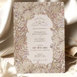 Golden Lily Bröllop Suite Rosa Cream Morris Inbjudningar