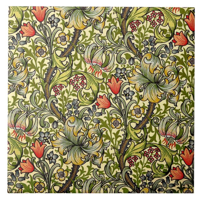 Golden Lily Morris Design Ceramis Kakelplatta (Framsidan)