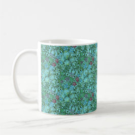 Golden Lily Vintage Blommigt Flowers Blue Rosa Grö Kaffemugg