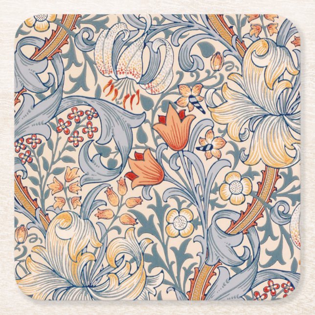 Golden Lily, William Morris Underlägg Papper Kvadrat (Framsidan)