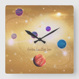 Golden Limitless Kärlek Fyrkantig Klocka