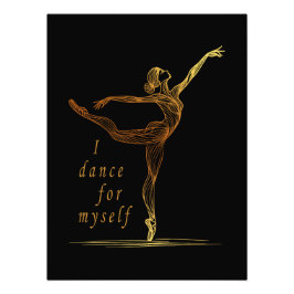 Golden Line Art Ballerina - jag dansar för mig sjä Fototryck