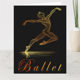 Golden Line Art Ballet Male Dancer Illustration Tack Kort