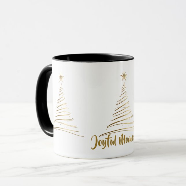 Golden Line Art Christmas Tree Mugg (Framsida vänster)
