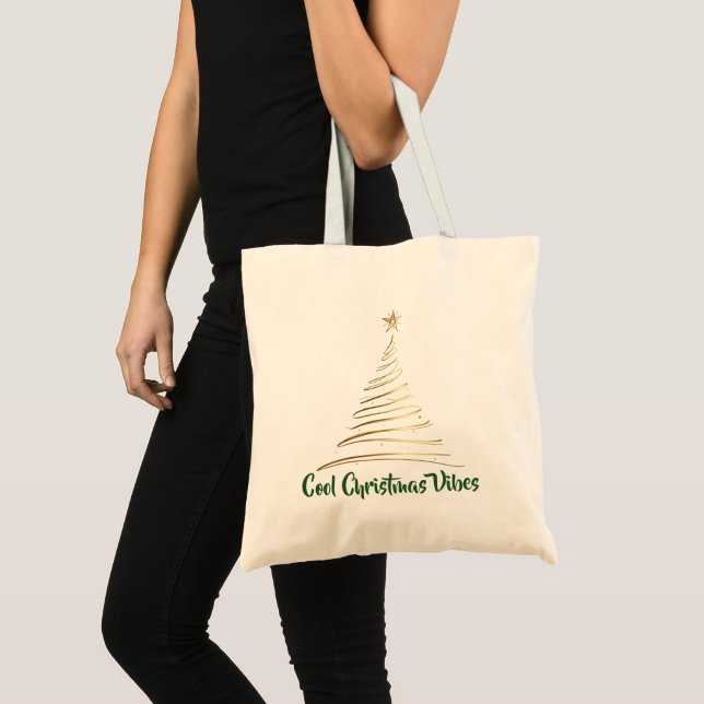 Golden Line Art Christmas Tree Tygkasse (Framsida (produkt))
