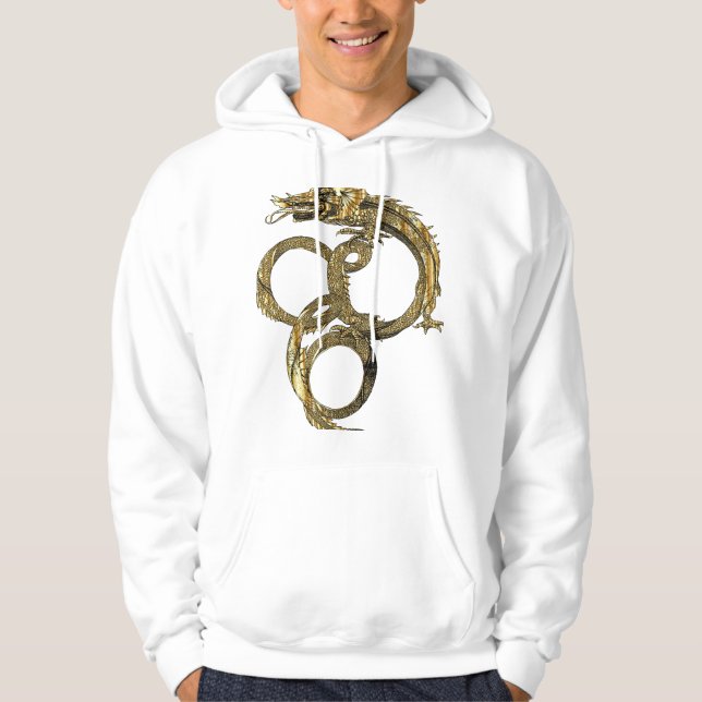 Golden Line Dragon - Elegant Mythical Creator Hoodie (Framsida)