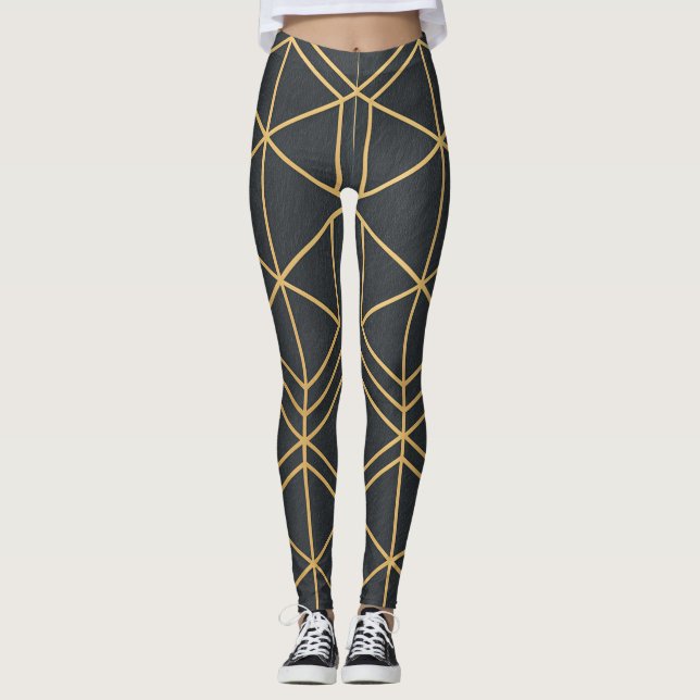 Golden Line Geometry – Seamless Elegant Geometric  Leggings (Framsida)