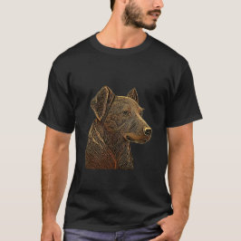 Golden Line Guard: Ornate Hund Porträtt T Shirt