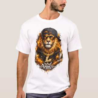Golden Lion King – Lyxig Streetwear-design T Shirt