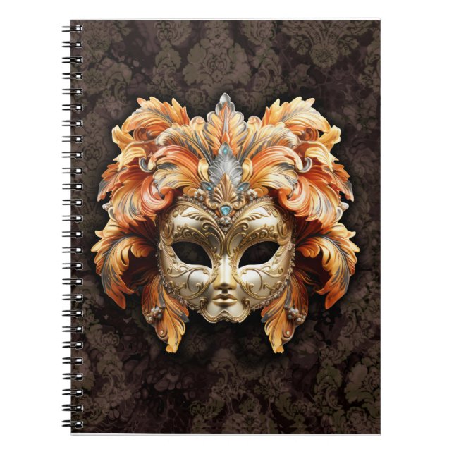 Golden Lion Mask with a Orange Feathers  Anteckningsbok (Framsidan)